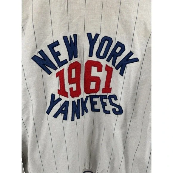 Vtg Mirage 90s Yankees 1961 Jacket Mens L Cooperstown Collection Reversible